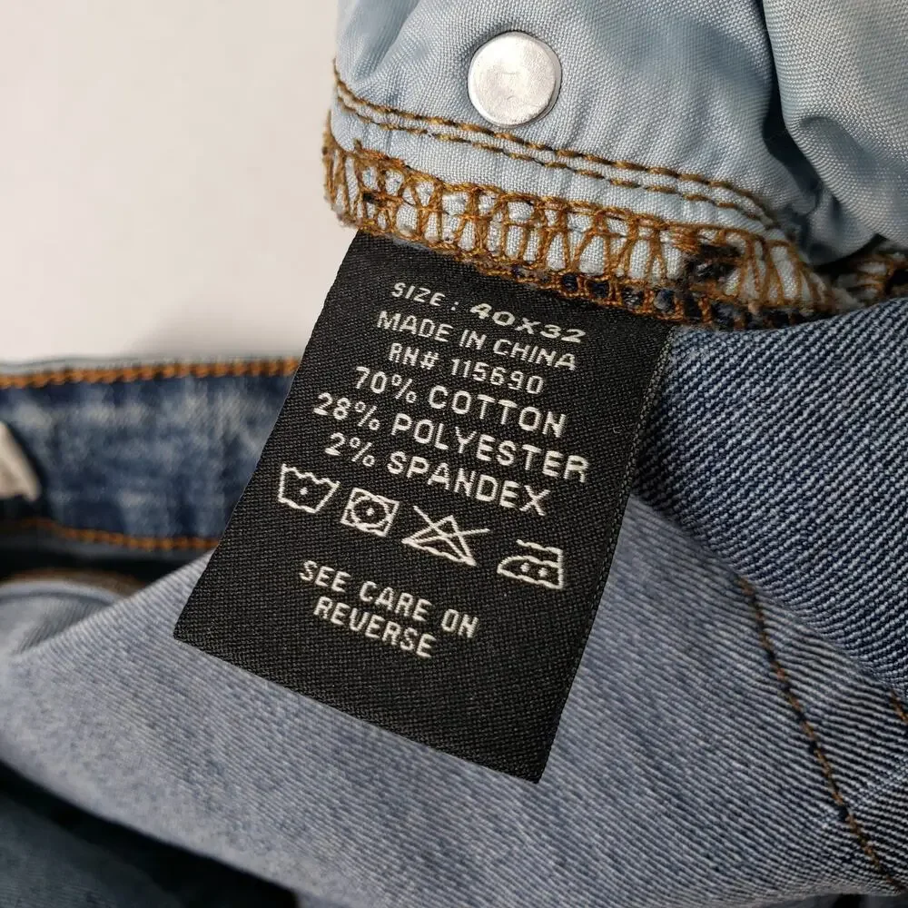 Refinery Republic Jeans Mens 40x32 (Actual 40x30) Blue Denim Slim Leg Stone Wash